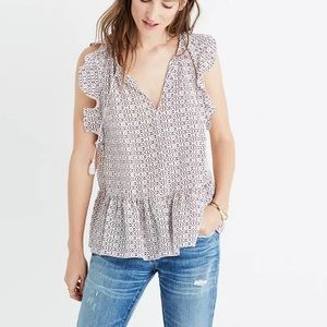 Madewell women’s silk Lily Ruffle Top